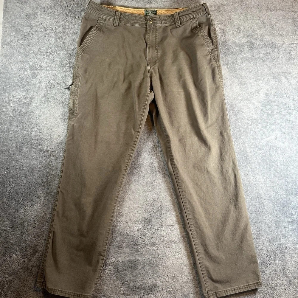 GH Bass Co Brown Canvas Hard Service Pants Men's 38x34 Outdoors Utility Workwear
